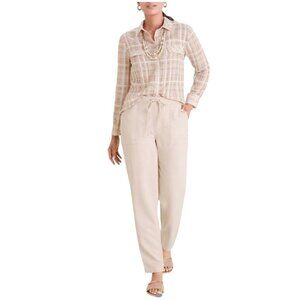 Chico's Womens Drawstring Pull-On Pants Size L Ankle Lightweight Beach Casual‎